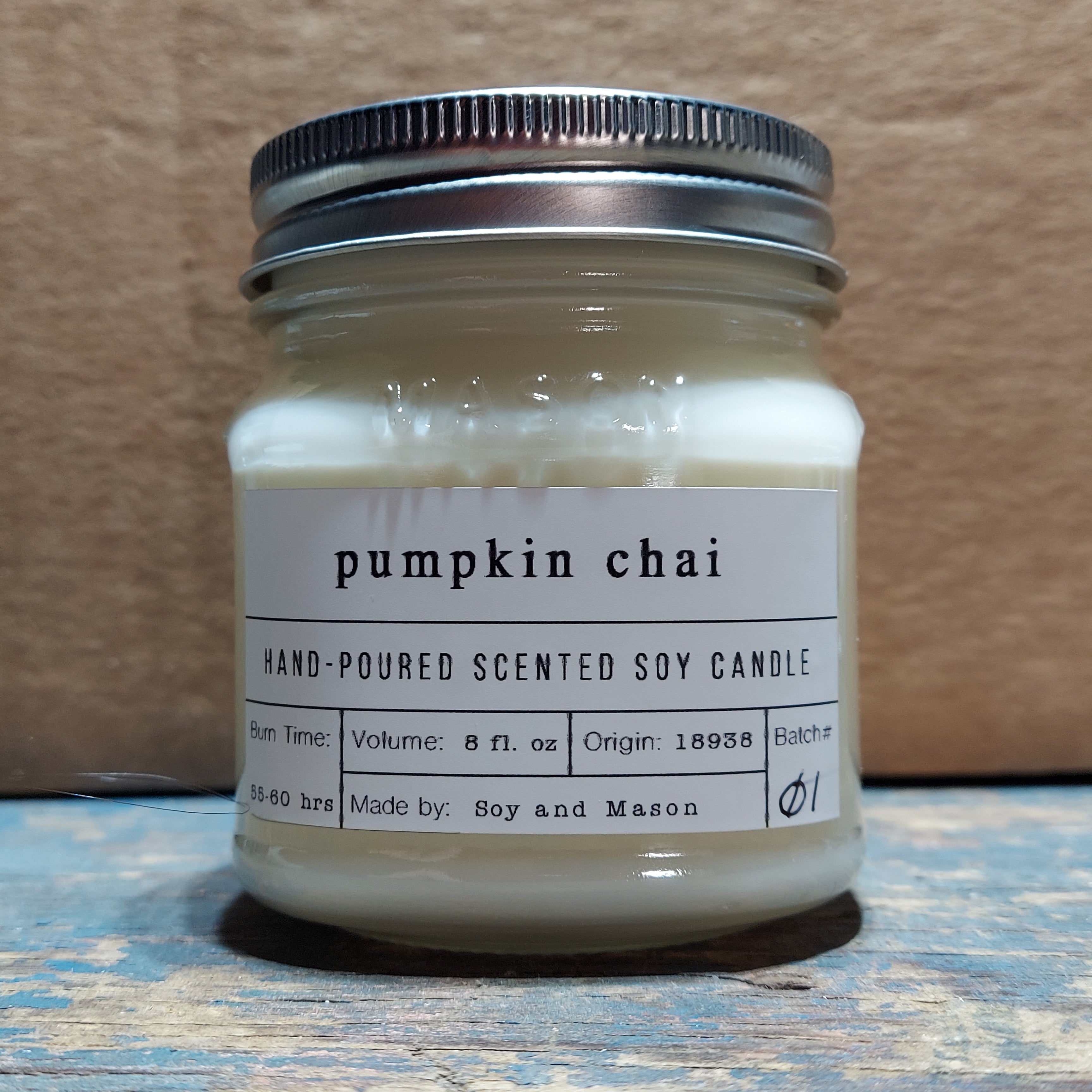 Hand-Poured Candles, Pumpkin Chai Soy Wax Candles